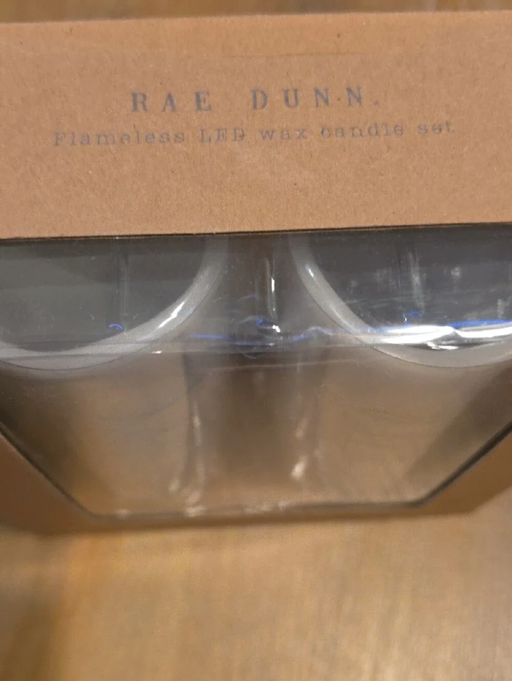 Rae Dunn White LED Candle Set with Blue and Green Lettering